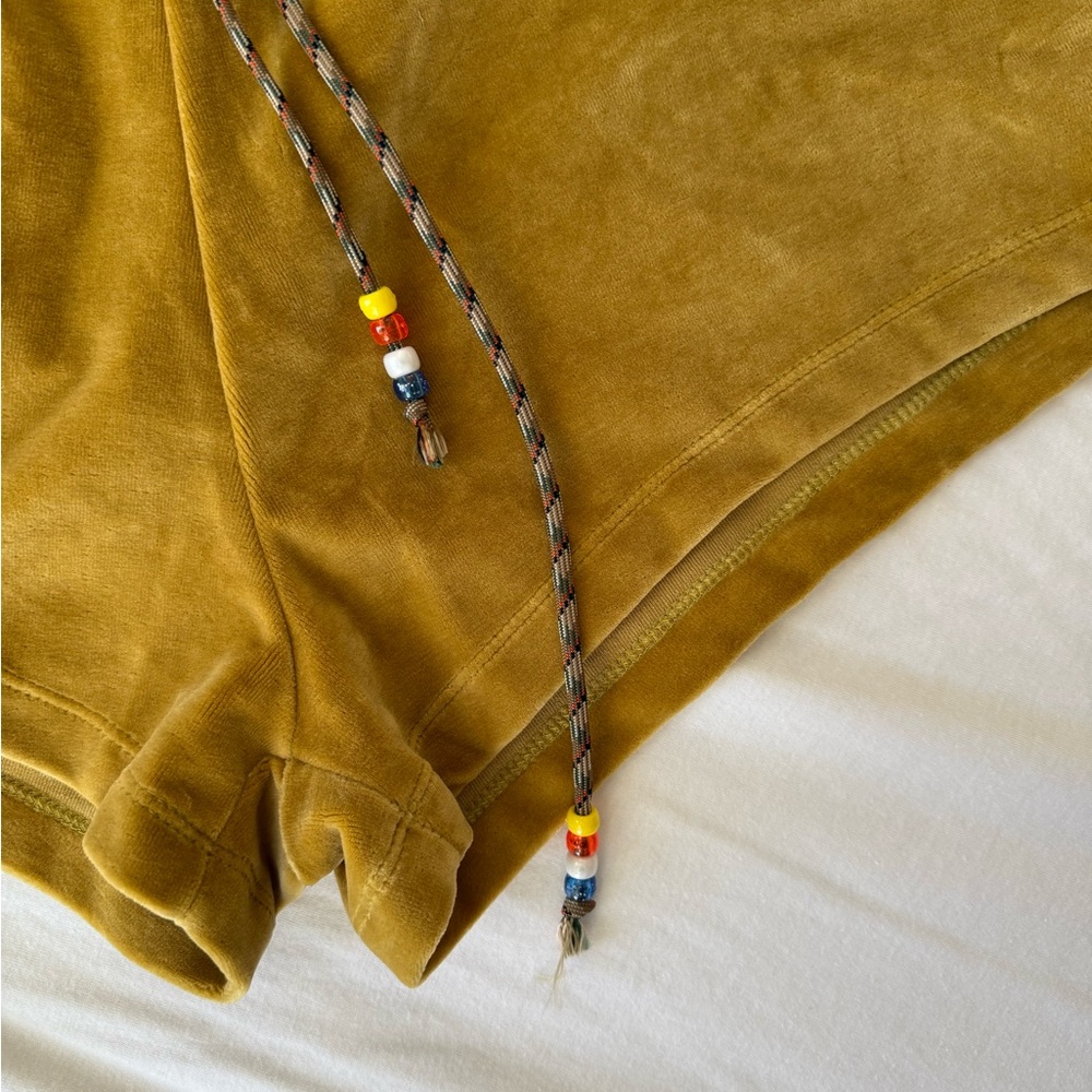 Mustard Yellow Shorts with Beaded Drawstring